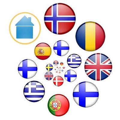 Flag logo by Stefan Engel showing the winning countries in reverse chronological order