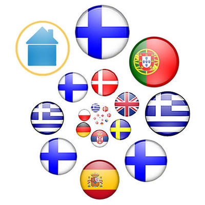 Flag logo by Stefan Engel showing the winning countries in reverse chronological order