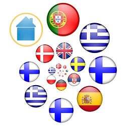 Flag logo by Stefan Engel showing the winning countries in reverse chronological order