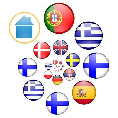 Flag logo by Stefan Engel showing the winning countries in reverse chronological order